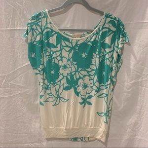 Forever 21 Teal & Off White Floral Top